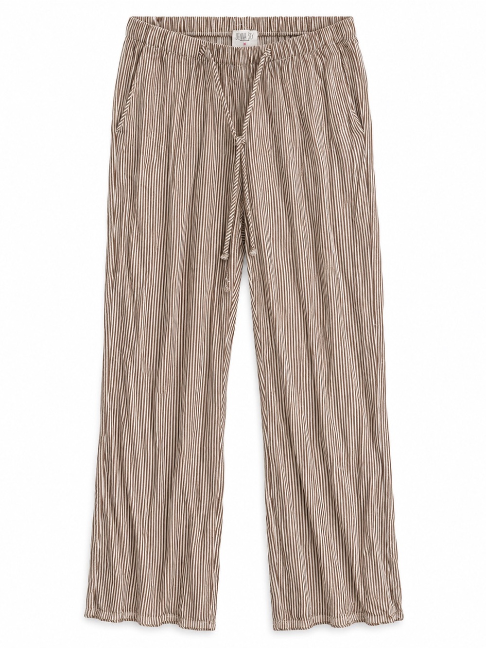 Light Brown Striped women’s Elastic-Waist Pants